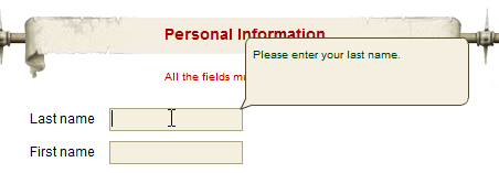 WAR Signup Page Fail A popup telling you that the Last Name textfield should contain your last name